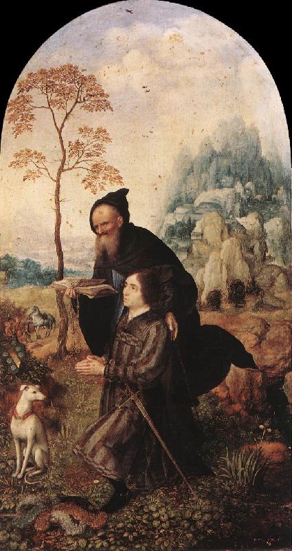 GOSSAERT, Jan (Mabuse) St Anthony with a Donor dfg Sweden oil painting art